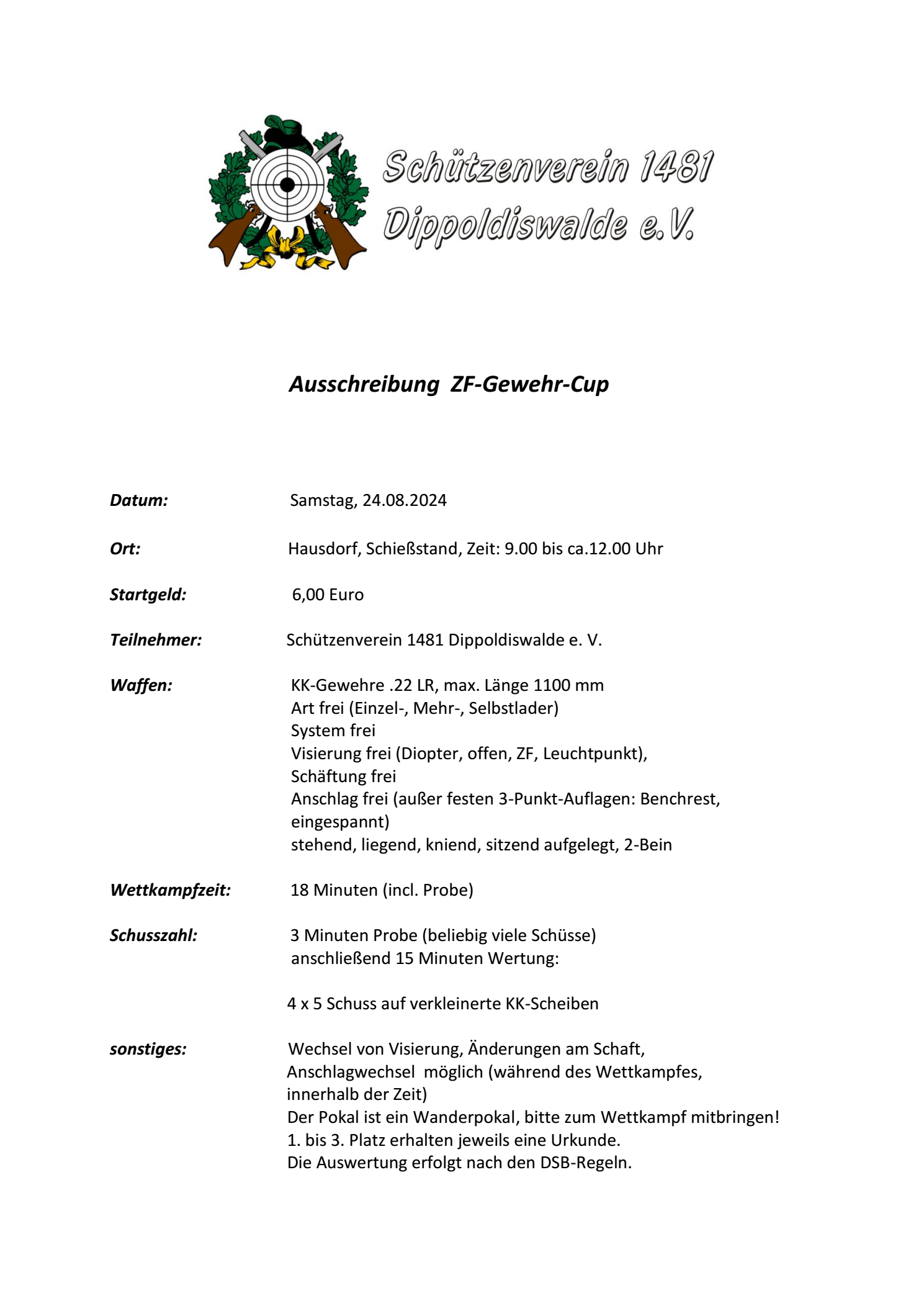 Volker-Schmidt-Pokal Ausschreibung